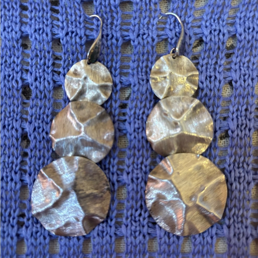 Vintage Itaor Italian Made Solid 9.25 Beveled Silver 3 Tier Drop Earrings